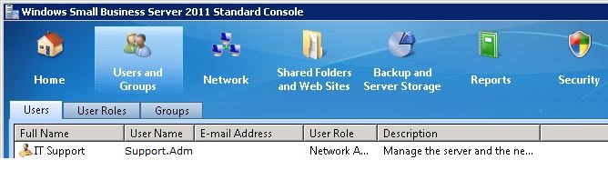 Windows Small Business Server 2011 Standard Console Windows Small Business Server 2011 Standard Console