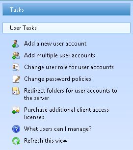 Windows Small Business Server 2011 Standard Console Tasks Windows Small Business Server 2011 Standard Console Tasks