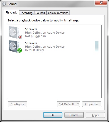 Sound Playback dialog box